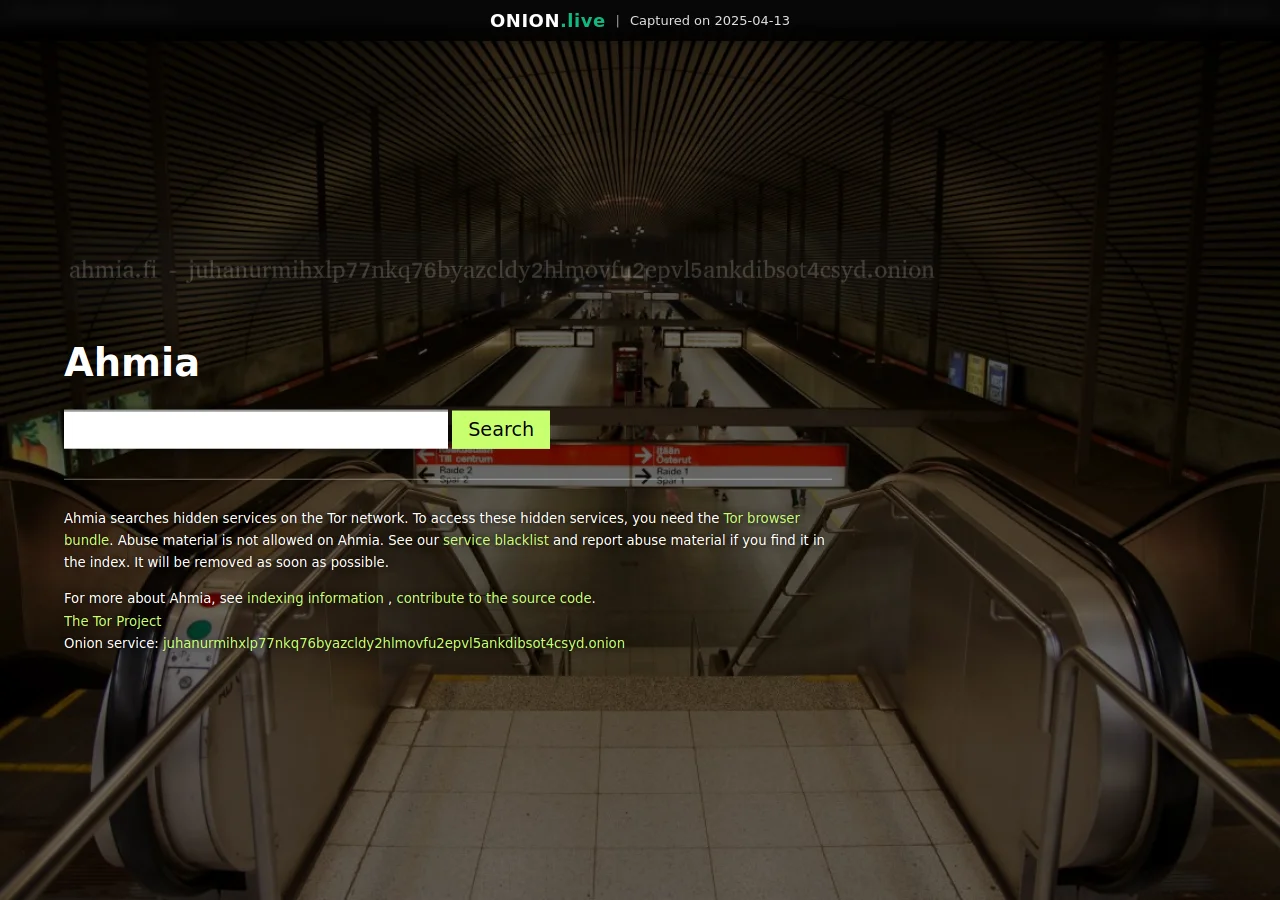 Ahmia screenshot