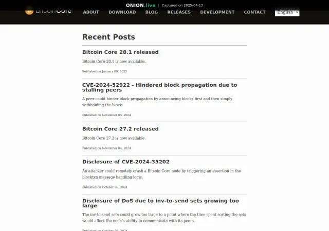 Bitcoin Core screenshot