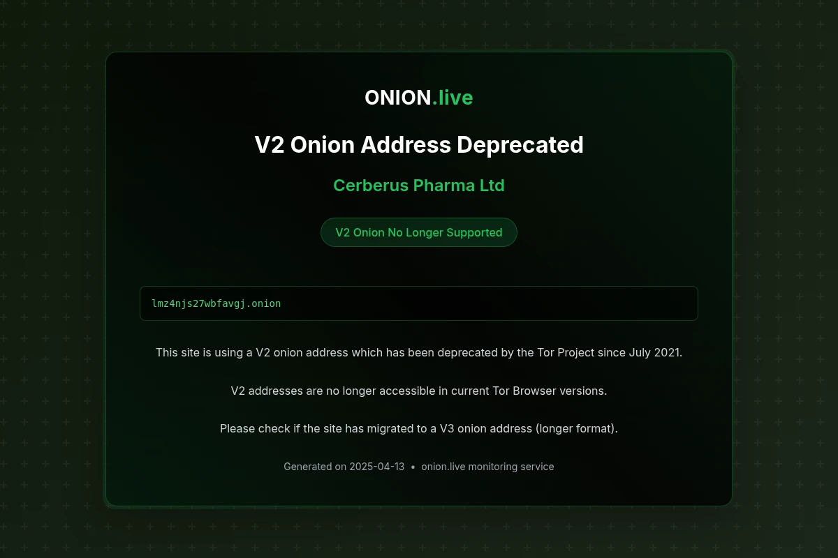 Cerberus Pharma Ltd screenshot