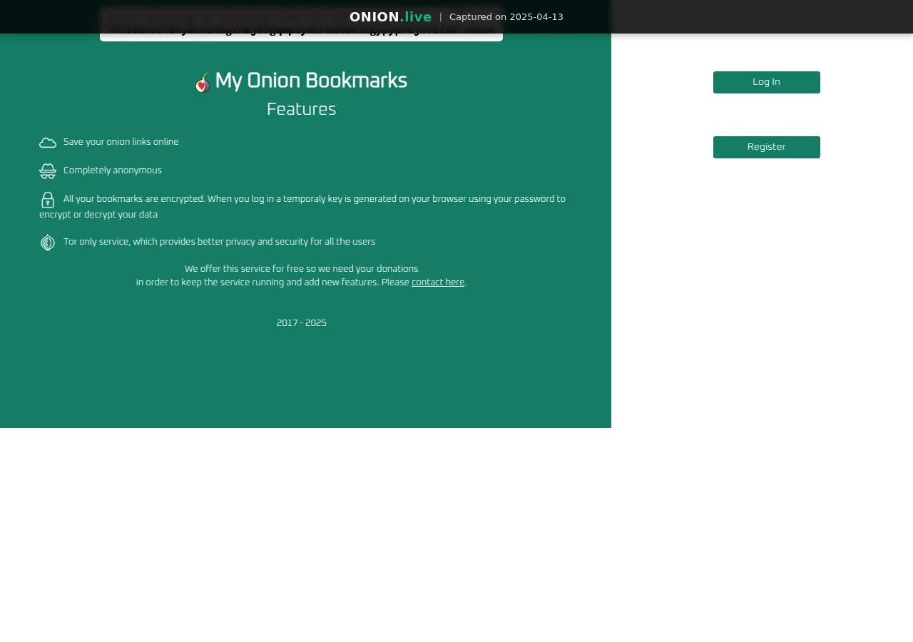 My Onion Bookmarks screenshot