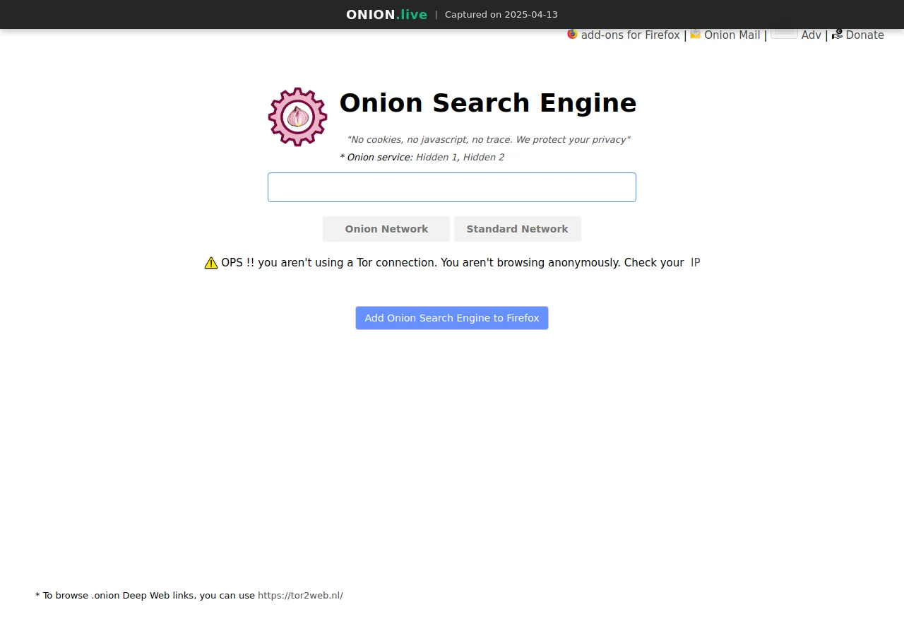 Onion Search Engine screenshot