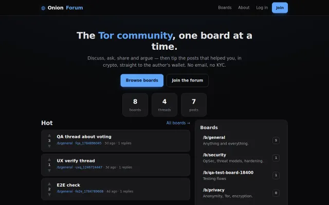 OnionForum screenshot