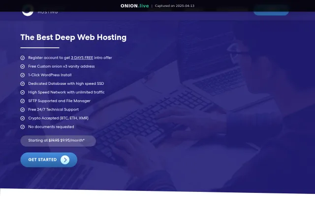 Onionland Hosting screenshot