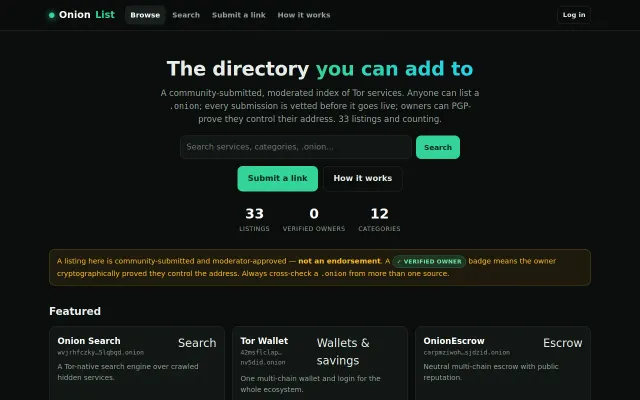OnionList screenshot