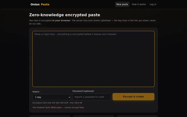 OnionPaste screenshot
