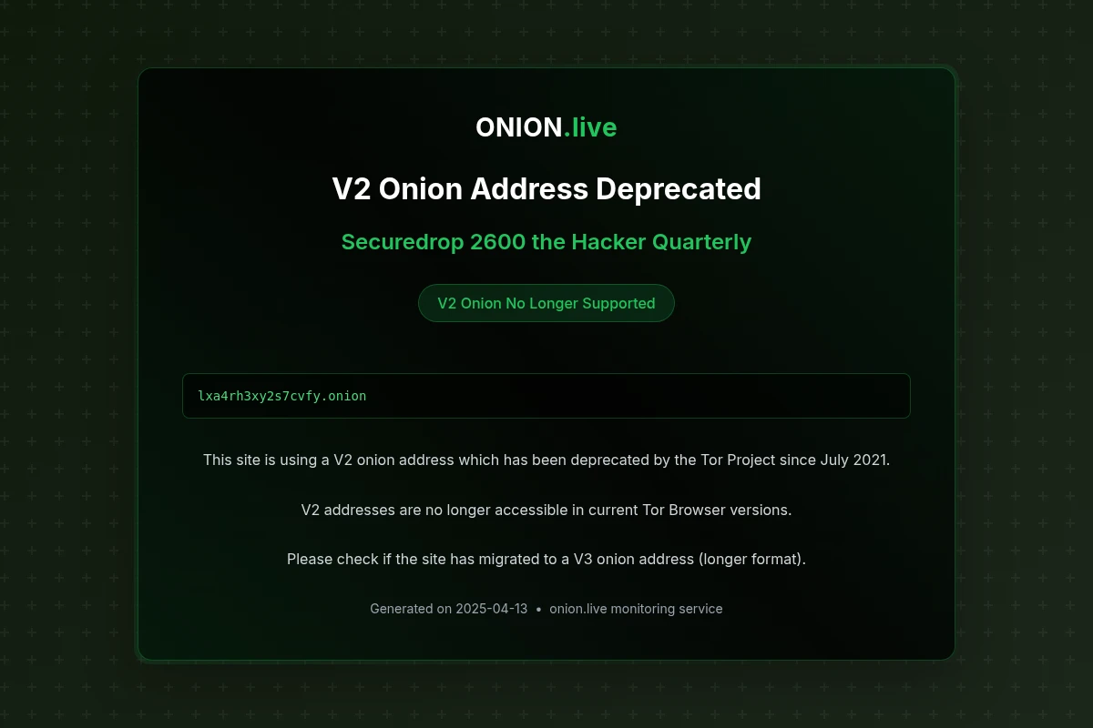 Securedrop 2600 the Hacker Quarterly screenshot
